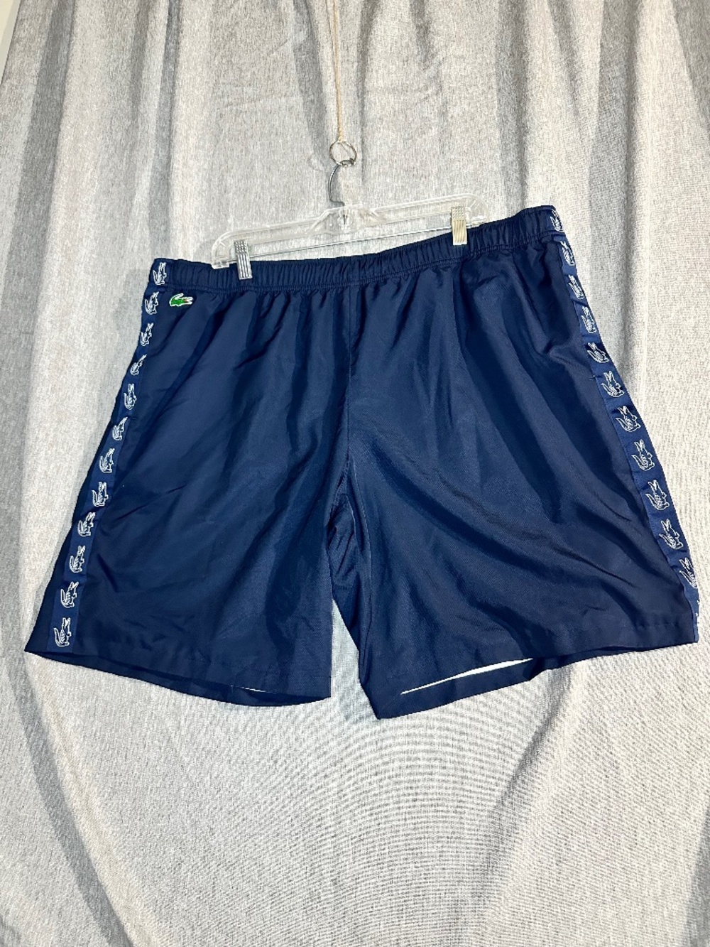 Lacoste Sport Men's Side Tape Logo Athletic Shorts Navy Blue Size 4x